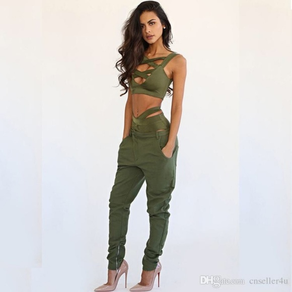 Bandage Olive Crisscross Bikini BNWT - Picture 2 of 5